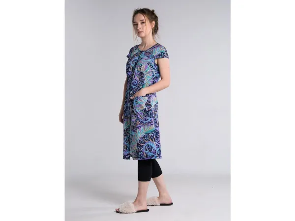 48 - синий Халат трикотажный 151-47